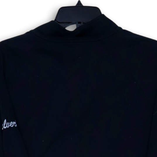 Mens Black Mock Neck Heat Gear Quarter-Zip Long Sleeve Activewear Top Sz L image number 4