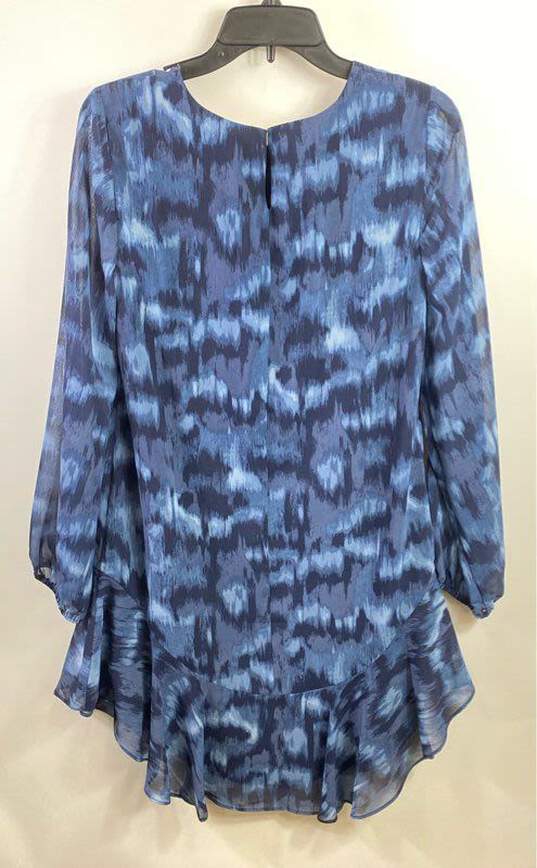 BCBGMAXAZRIA Women Blue Jacquard Print Midi Dress S image number 2