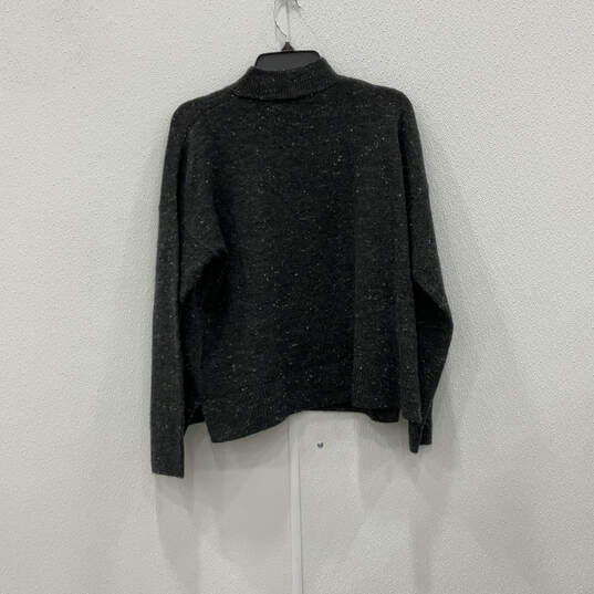 Womens Black Long Sleeve Front Pocket Mock Neck Pullover Sweater Size Large image number 2