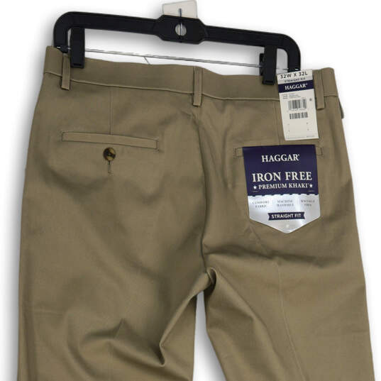 NWT Mens Khaki Flat Front Slash Pocket Straight Fit Chino Pants Size 32x32 image number 4