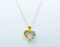 10K Yellow Gold Emerald & Diamond Open Heart Pendant Necklace 1.7g image number 2