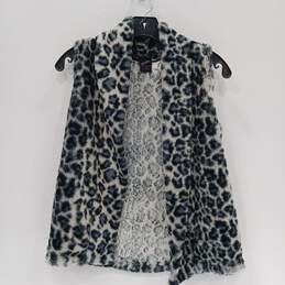 Women's Decoded Faux Fur Animal Print Open Front Cardigan Size M