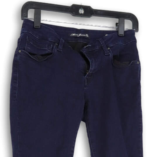 Womens Blue Denim Pockets Dark Wash Stretch Skinny Leg Jeans Size 27/28 image number 3