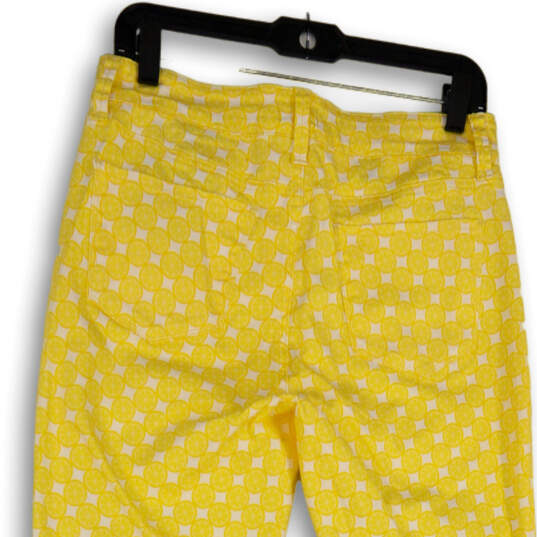 Womens Yellow Lemon Slice Print Flat Front Straight Leg Ankle Pants Size 8 image number 4