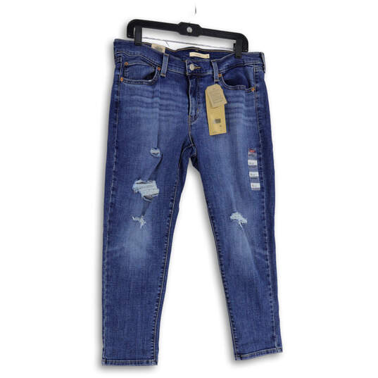 NWT Womens Blue Denim Medium Wash Distressed Boyfriend Jeans Sz 12 W31 L27 image number 1