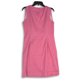 Womens Pink Sleeveless Crew Neck Back Zip Regular Fit Shift Dress Size 10 alternative image