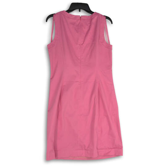 Womens Pink Sleeveless Crew Neck Back Zip Regular Fit Shift Dress Size 10 image number 2