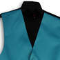 NWT Mens Blue Black V-Neck Welt Pocket Button Front Suit Vest Size Medium image number 3