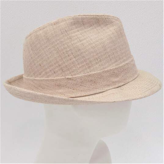 VTG Dobbs Fifth Avenue Men's Sandy Beige Tweed Fedora Hat w/ Feather Detail SZ 7 1/8 image number 5