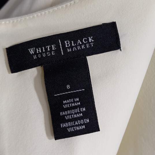 White House Black Market Women's White Ribbed Sheath Dress Size 8 image number 4