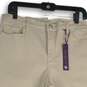 NWT Womens Beige Khaki Stretch Embellished 5-Pocket Design Capri Pants Size 8 image number 3