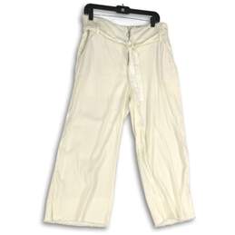NWT INC International Concepts Womens White Wide Leg Cropped Pants Size 8