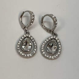 Designer Givenchy Silver-Tone Crystal Rhinestone Teardrop Dangle Earrings alternative image