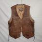 Leather Supreme Brown Button Up Genuine Leather Vest Size 46 image number 1