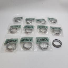 Tungsten Silver Tone Design Metal Sz 9.5 Ring Bundle 12pcs 190.8g