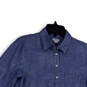 Womens Blue Long Sleeve Point Collar Tie Waist Button-Up Shirt Size Small image number 3