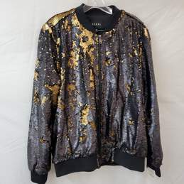REBEL Black/Gold Sequin Zip Jacket Women's OX NWT