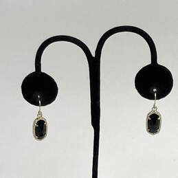 Designer Kendra Scott Gold-Tone Black Fish Hook Lee Drop Earrings