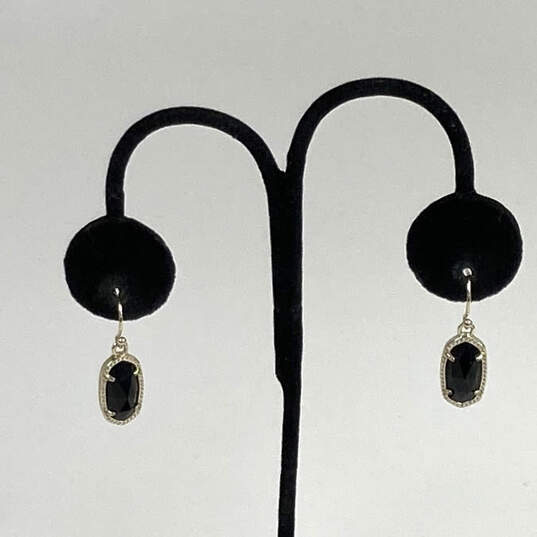 Designer Kendra Scott Gold-Tone Black Fish Hook Lee Drop Earrings image number 1