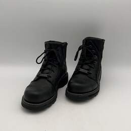 Mens Bonham D93369 Black Leather Lace-Up Round Toe Short Biker Boots Size 8.5M