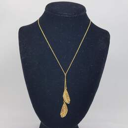 14k Gold Double Leaf 3 Inch Drip Necklace 5.8g