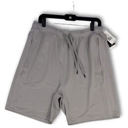 NWT Mens Gray Drawstring Elastic Waist Pocket Athletic Shorts Size Large