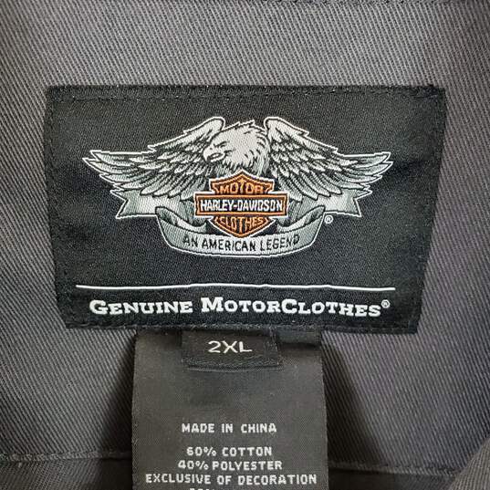 Harley Davidson Men Charcoal Button Up Shirt 2XL image number 3