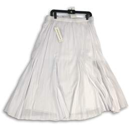NWT Alfred Dunner Womens White Elastic Waist Pleated Midi A-Line Skirt Size 18 alternative image