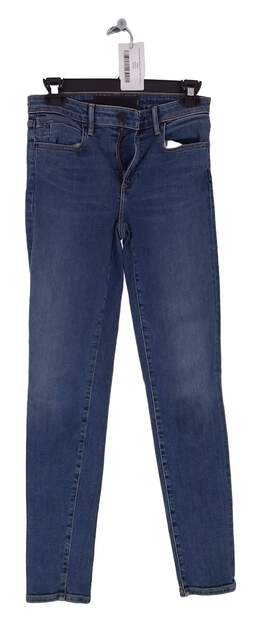 Womens Blue Denim Wang Straight Leg 5 Pockets Flat Front Skinny Jeans Size XS
