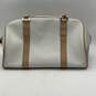 Estee Lauder Womens White Tan Double Handle Zipper Mini Tote Duffle Bag image number 3