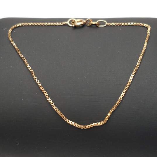14K Gold Box Chain Box Chain Bracelet W / 2 Charms 2.8g image number 4