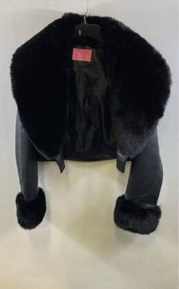 Azalea Wang Womens Black Faux Fur Long Sleeve Short Biker Jacket Size X Large