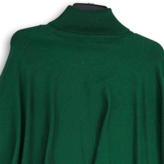 NWT Womens Green Knitted Long Sleeve Turtleneck Poncho Sweater Size XL image number 4