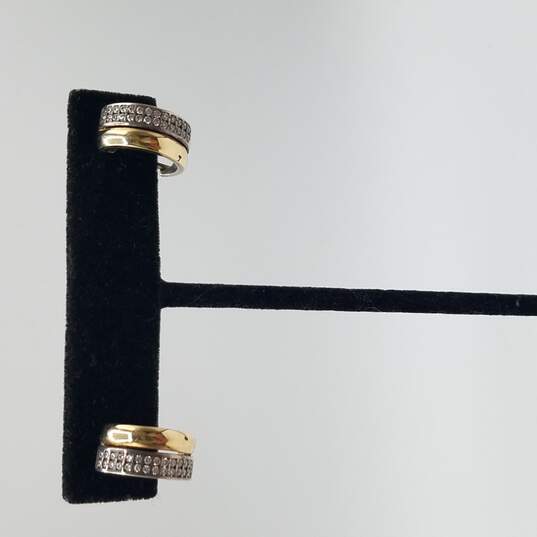 14k Gold 925 CZ Omega Back Huggie Earrings 5.8g image number 1