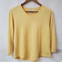 Christopher & Banks Cotton Blend Yellow Pullover Sweater Women's M