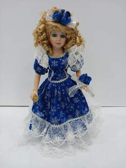 Porcelain Doll of Girl In Blue Dress In Box alternative image