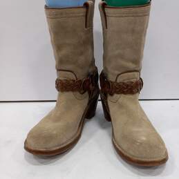 FRYE Carmen Women's Suede Braided Harness Western Boot Size 7.5 B
