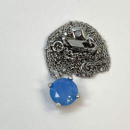 Designer Vera Bradley Silver-Tone Blue Stone Oval Chain Pendant Necklace alternative image