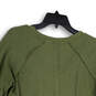 Womens Green Waffle Knit Side Slit Long Sleeve V-Neck Pullover Sweater Sz L image number 4