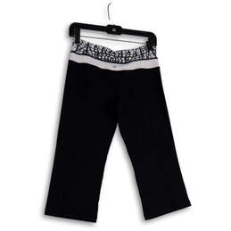 Womens Black Flat Front Stretch Elastic Waist Pull-On Cropped Pants Size 6 alternative image