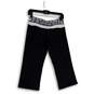 Womens Black Flat Front Stretch Elastic Waist Pull-On Cropped Pants Size 6 image number 2