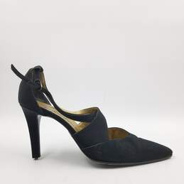 Yves Saint Laurent Ankle Strap Heel Women's Sz.8N Black