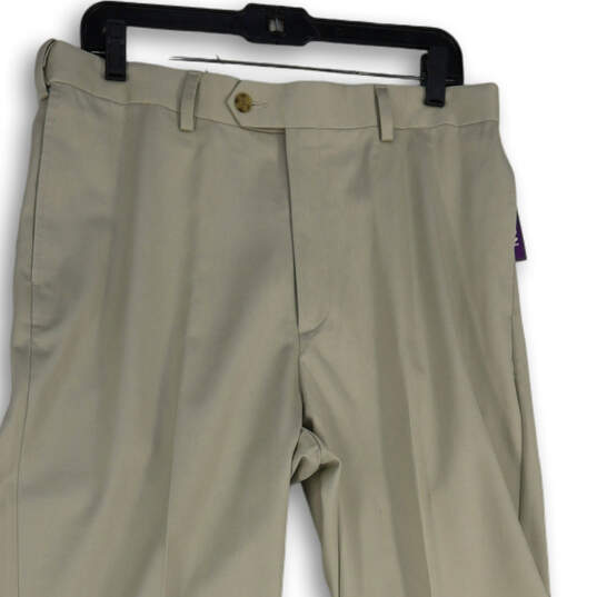 NWT Mens Tan Flat Front Straight Leg Golf Chino Pants Size 34x32 image number 3