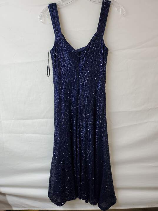 Laundry Shelli Segal Navy Blue Sequins Sleeveless Dress Size 2 image number 2