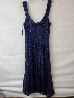 Laundry Shelli Segal Navy Blue Sequins Sleeveless Dress Size 2 alternative image