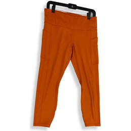 NWT Womens Orange Pockets Stretch Activewear Compression Leggings Size L alternative image