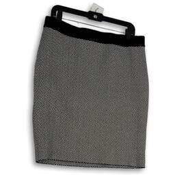 Womens Black White Herringbone Knee Length Straight & Pencil Skirt Size L