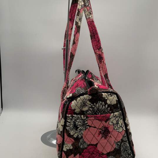 Vera Bradley Womens Pink Brown Floral Mocha Rouge Double Handle Duffle Bag image number 3