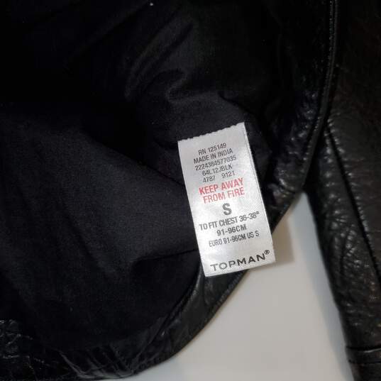 Topman Black Full Zip Leather Jacket Size S image number 4