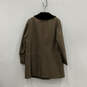 Womens Brown Long Sleeve Faux Fur Collared Pockets Button Front Overcoat image number 2